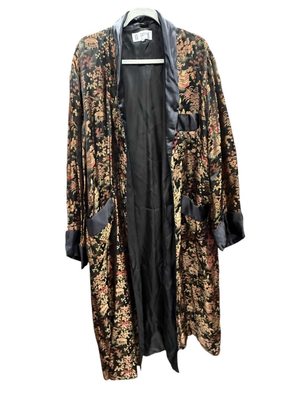 Cathaya Silk Vintage Metallic Brocade Floral Duster Robe Jacket
